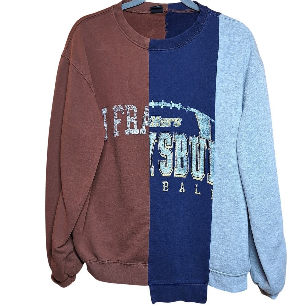 Urban outfitters vintage patch work oversized crew neck pullover sweatshirt